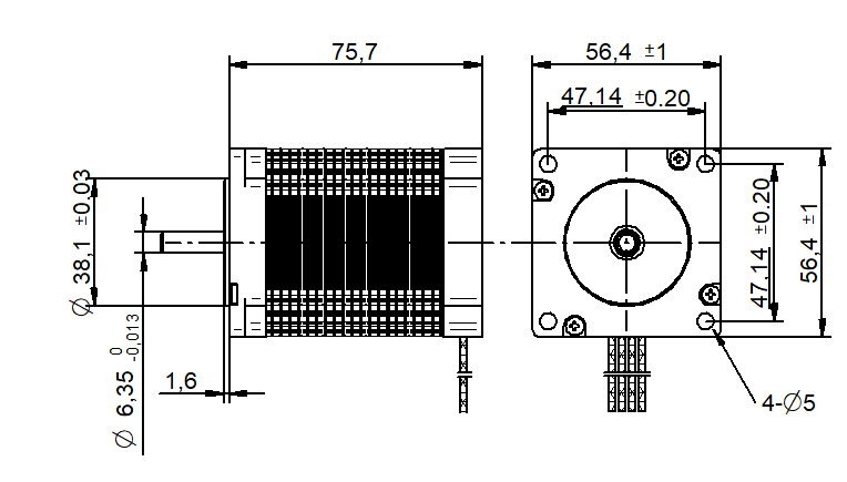 Schrittmotor 0,9° 1,8Nm 2,8A 57x57mm Kabel - Transmotec